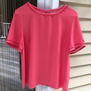 J Crew Coral Peach Short Sleeve Top Eyelet Ladder Trim Size S